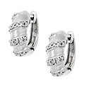Sterling Silver Diamond Accent Huggie Hoop Earrings