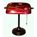 Tiffany Style Red Banker Table Lamp