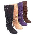 Bamboo by Journee Microsuede Chunky Heel Boots