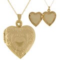 10k Yellow Gold Heart Locket with Engraved Design