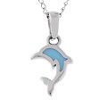 Sterling Silver Child's Blue Dolphin Pendant Necklace