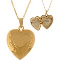 14k Gold Small Heart Locket with Design Edge