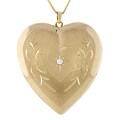 14k Yellow Gold Large Heart Locket with Diamond