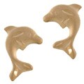 14k Gold Diamond-cut Dolphin Post Earrings