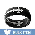 Blackplated Stainless Steel Gridded Cross Ring (Case of 2)