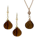 Charming Life 14k Goldfill Tiger's Eye Necklace and Earring Set