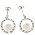 Maddy Emerson 'Poise' Floating Faux Pearl CZ Earrings
