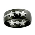 Black Steel Gridded Star Pop-out Ring