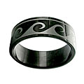 Black Painted Stainless Steel Ring With Waves