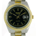 Helbros Men's Black Dial Two-Tone Bracelet Watch
