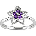 10k White Gold Round Amethyst Star Ring