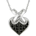 14k Gold Black Diamond Heart Pendant Necklace