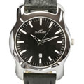 August Steiner Atlantis' Round Black Strap Watch