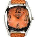 Burgi Women's 'Virgo' Orange Hexagonal Watch