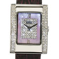 August Steiner 'Bling' Purple Leather Strap Watch