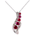 14k White Gold Ruby and Diamond Drop Necklace