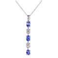 14k White Gold Tanzanite and Diamond Drop Necklace