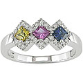 14k Gold 1/10ct TDW Diamond & Multi-Sapphire Ring
