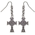 Pewter Eternity Cross Earrings