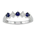 14k White Gold Sapphire and 1/6ct TDW Diamond Ring