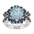 18k White Gold Blue Topaz and Sapphire Ring
