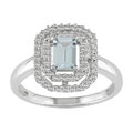 14k Gold Octagon Aquamarine 1/4ct TDW Diamond Ring