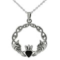 Sterling Silver Onyx Claddagh Necklace