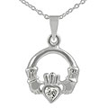 Sterling Silver Cubic Zirconia Claddagh Necklace