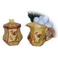Sunshine Rooster Sugar Bowl and Creamer Set