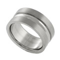 Titanium Brushed Finish Rounded Groove Flat Ring