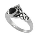 Sterling Silver Black Onyx Claddagh Celtic Ring