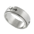 Stainless Steel Satin Elegant Cross Spinner Band