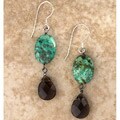 Turquoise and Smoky Quartz Dangle Earrings (USA)