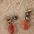 Carnelian and Keshi Pearl Earrings (USA)