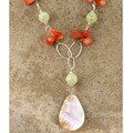 Deep Jade and Dyed Coral Shell Necklace (USA)