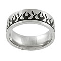 Stainless Steel Black Flame Design Flat Band