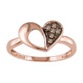 14k Pink Gold and Brown Diamond Heart Ring
