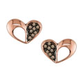 14k Pink Gold 1/10ct TDW Diamond Heart Earrings
