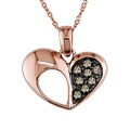 14k Gold 1/10ct TDW Brown Diamond Heart Pendant