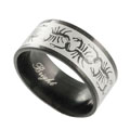 Stainless Steel Flat Band with Black Accents
