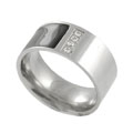 Stainless Steel Black Square Band with CZ Accent