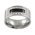 Stainless Steel Rectangle Flat Band with CZ Accent