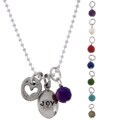Charming Life Sterling Silver 'Joy' Heart and Gem Charm Necklace