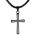 Stainless Steel Braided Leather Cross Necklace