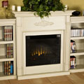 Dublin Antique White Bookcase Electric Fireplace