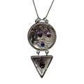 Double Pendant Tri-gem Silver Necklace (Israel)