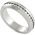 Stainless Steel Channel-set Cubic Zirconia Ring