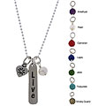 Charming Life Silver 'Live' Heart and Gem Charm Necklace