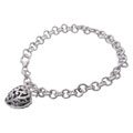 Sterling Silver CZ Bracelet with Filigree Heart Charm