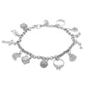 Rhodium Plated Sterling Silver Life Charm Bracelet